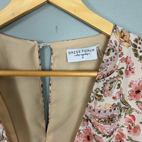 Dress Forum Floral Paisley Chiffon Ruffle Angel Sleeve Mini Dress V-Neck Small - Picture 6 of 7